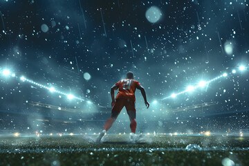 Obraz premium Soccer Player in Action at a Stadium