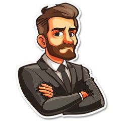 Obraz premium Business finance marketing cartoon sticker, playful illustrations on white background, isolated and cut out, offering whimsical depictions of financial concepts for engaging marketing materials.