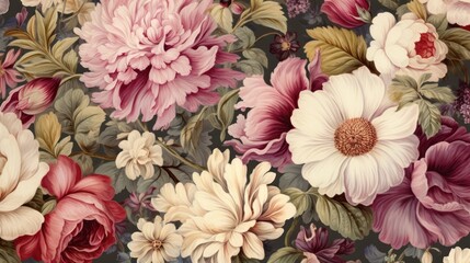 Vintage Floral Motifs Wallpaper