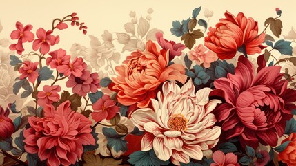Vintage Floral Motifs Wallpaper
