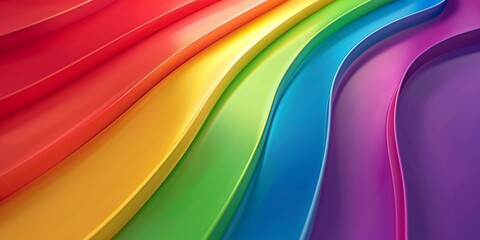 Obraz premium 3d abstract rainbow curve strips vivid colors background, red, orange, yellow, green blue and purple, for pride month, children's toy, parade, colorful backdrops and wallpaper