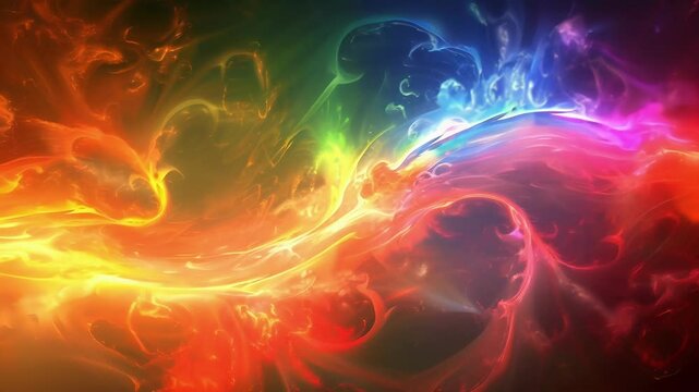 A fiery burst of electric energy erupts in a swirl of rainbow hues.