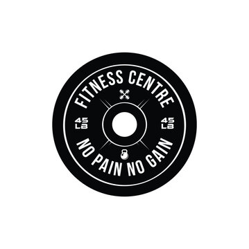Vector Black and White barbell Plate, logo design