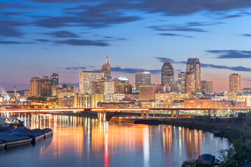 Saint Paul, Minnesota, USA downtown skyline on the Mississippi River