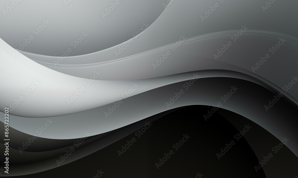 Poster a sleek and sophisticated abstract image featuring smooth, flowing waves in varying shades of grey a