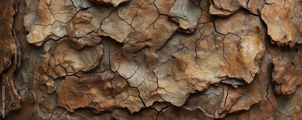 Poster ultra-realistic texture of tree bark with detailed cracks and layers