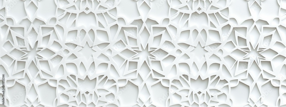 Poster intricate geometric patterns on a white background.