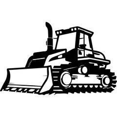 Bulldozer Silhouette Black and White Logo Design Heavy Machinery Illustrations Construction Equipment Graphics Clipart for Construction 