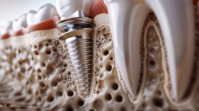 Dental Implant Close-Up - Cross-Section View - Generative AI