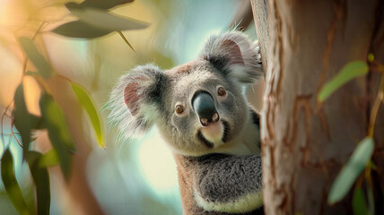 Obraz premium Marsupial koala cute fur, AI Generative