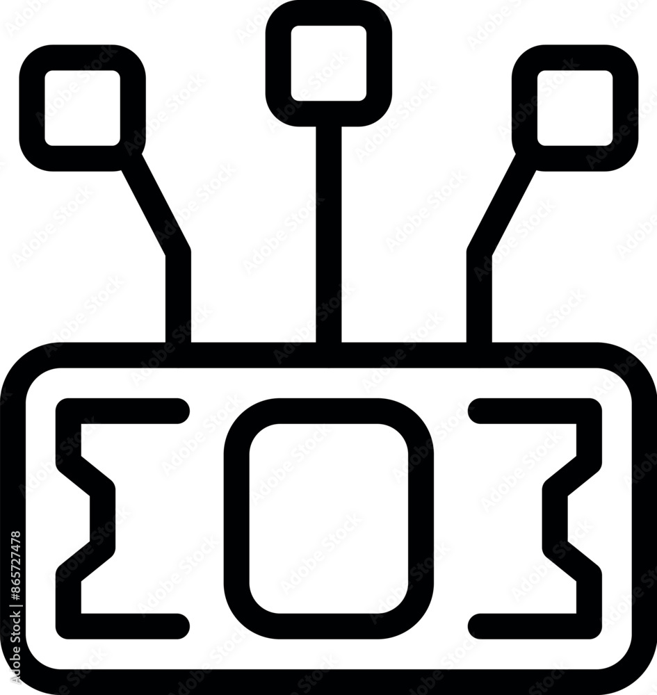 Poster control panel is displaying data with buttons and levers for user interaction