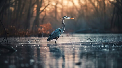 great blue heron stalking through shallow waters capturing hunting prowess of nature wildlife