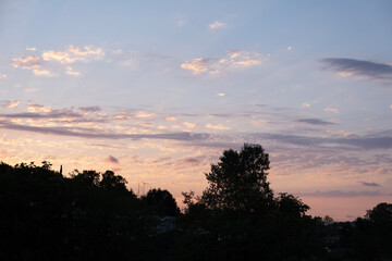 sunset in the mountains and forest