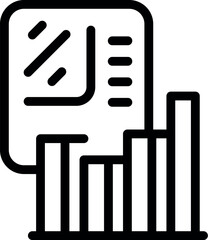 Line icon of business plan with increasing bars, representing a successful marketing strategy