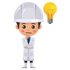 Quality control supervisor expressing doubt. Focus representing an idea. Question sign for FAQ concept. Food industry engineer. Chief food safety. Science, technology and safety in food production