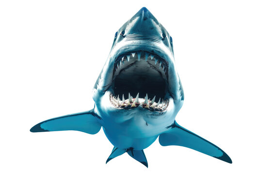 A shark with jaws swimming isolated on transparent background.