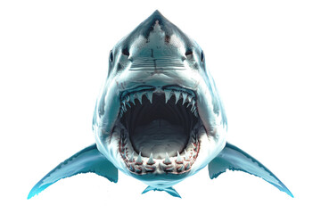 A shark with jaws swimming isolated on transparent background.