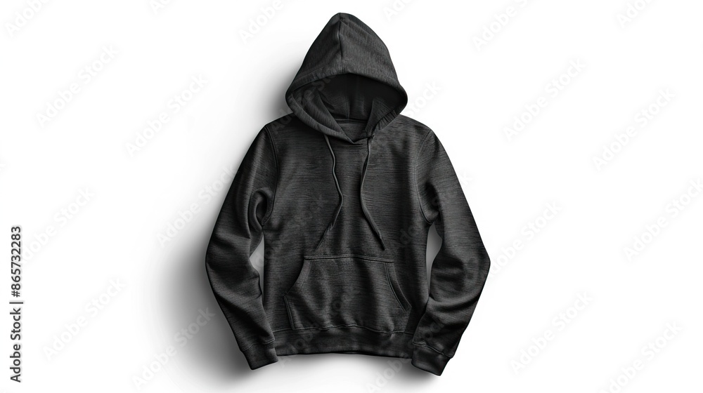 Poster Black hoodie on white background.