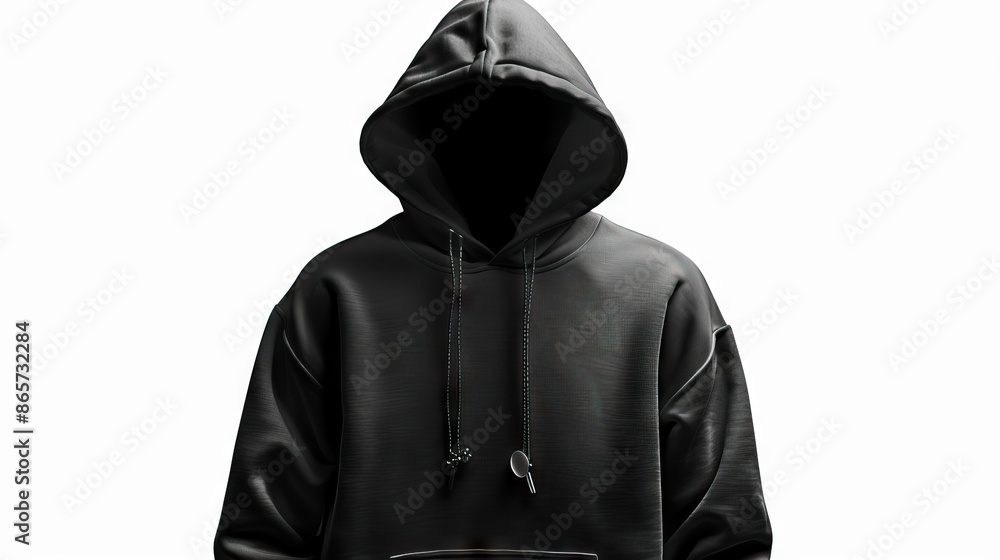 Poster black hoodie with clipping path for design mockup isolated.