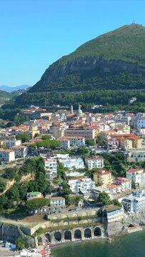 The Two Brothers, Symbol of Vietri sul Mare are the Two Brothers (Due Fratelli), two large rocks. Vietri sul Mare, Salerno, Italy. Vietri sul mare beautiful view of beaches, Amalfi Coast