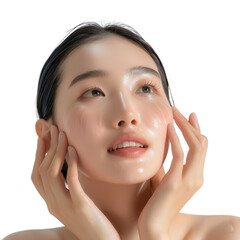 Young and beautiful skincare cosmetic beauty product promotion model