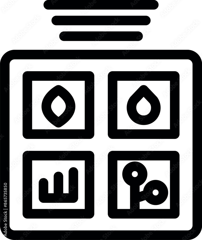 Aufkleber icon of a smart farming control panel monitoring system, sending data wirelessly