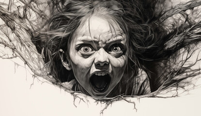 Scream, fear, pain, emotion, despair, tears, girl,