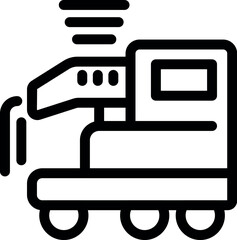 Black outline icon of a concrete mixer truck pouring concrete at a construction site