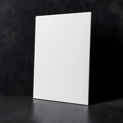 Blank white canvas mockup on black background for art, design, or product display.