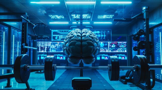 Brain Fitness Training in Futuristic Gym - Generative AI - Powered by Adobe