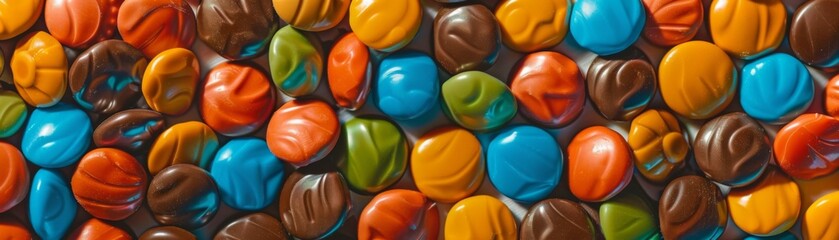 Sweet Delight Mosaic: Vibrant Chocolate Candy Composition for All Ages © LOMOSONIC