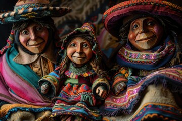 Fototapeta premium Happy aymara family Happy aymara family Happy aymara family