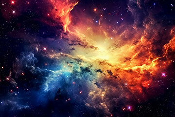 A colorful nebula with a blue and red swirl.