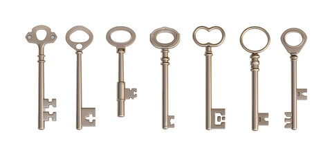 old keys isolated on white