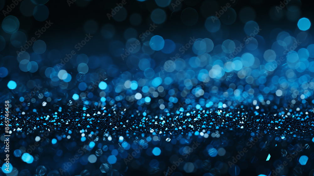 Poster the image is a blue background with many small blue dots scattered throughout. the dots are of varyi