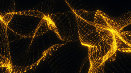 Chaotic abstract background consisting of waves and dots