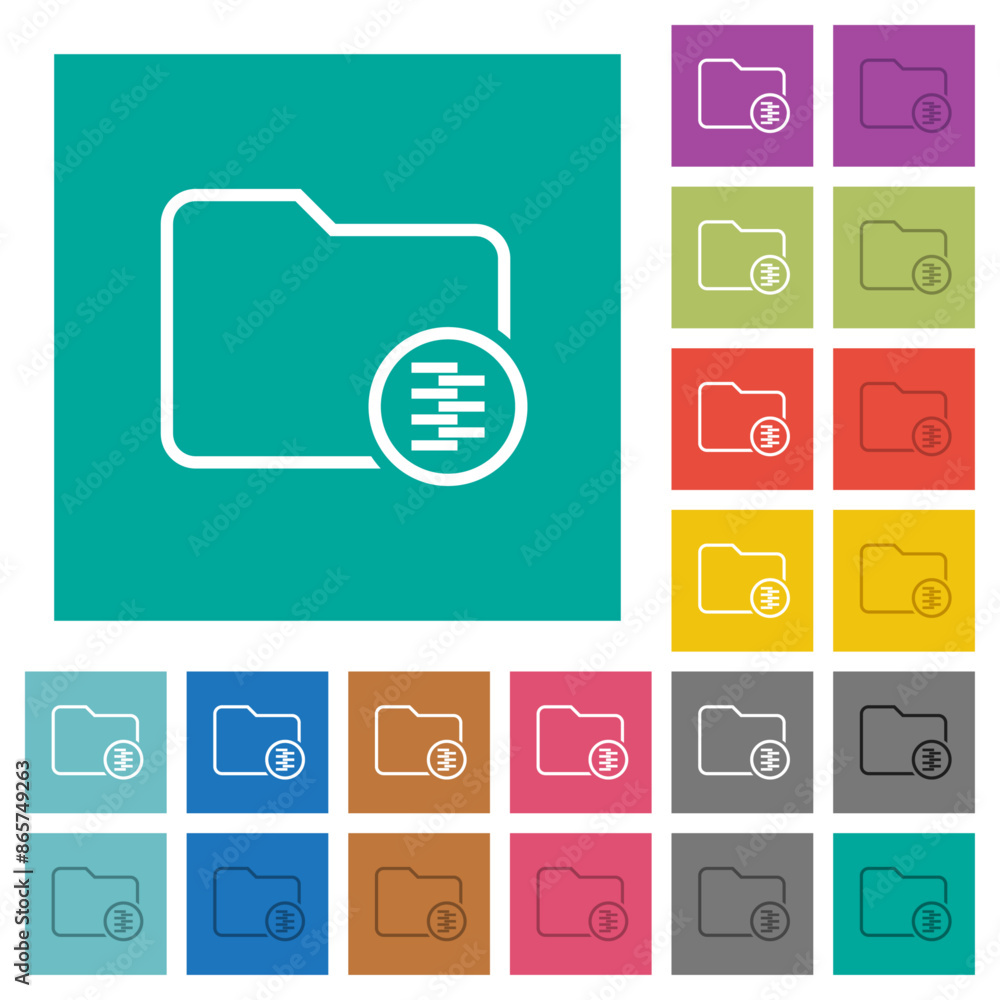 Poster compress directory outline square flat multi colored icons
