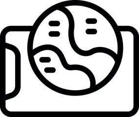 Line art icon of a passport showing the earth, representing global travel and international exploration