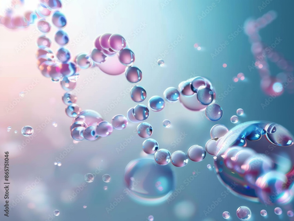 Poster a close up of a bunch of bubbles floating in the air. generative ai.