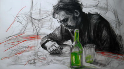 alcoholism, alcohol, vodka, hangover, antisocial, man, drunkard, lonely, drunk,