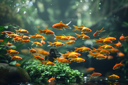 River ecosystem fish and aquatic plants  utilizing burst mode to capture multiple frames per second