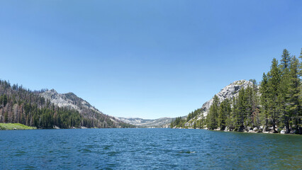 Panoramic view of Echo Lake just South of South Lake Tahoe in Northern California.