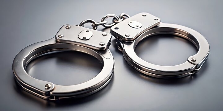Metal handcuffs with open clasps on background, metal, handcuffs, open,isolated, object, security, law enforcement, crime