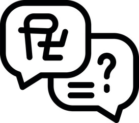 Currency exchange rate question chat bubble icon representing the concept of asking about the current exchange rate between currencies