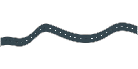 Curved Street Vector Illustration - Simple Road on Transparent Background