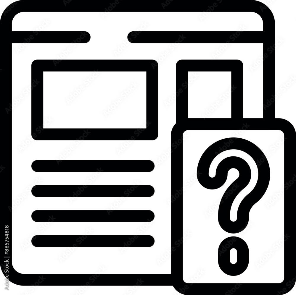 Poster simple outline icon of a website showing a question mark in a speech bubble, suggesting an online fa
