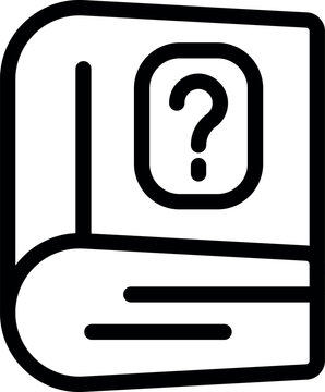 recommend clip art: Simple line art icon of a book with a question mark, conveying confusion or a search for answers