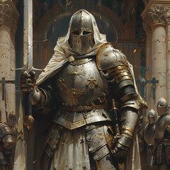 medieval knight in the city