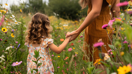 greetings and flowers to mom on mother s day mother and daughter smiling and hugging a family holiday.illustration
