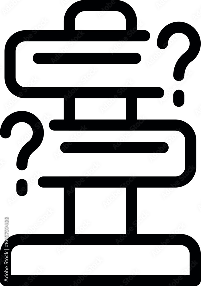 Poster direction signpost is showing two blank signs with question marks, expressing confusion about which 